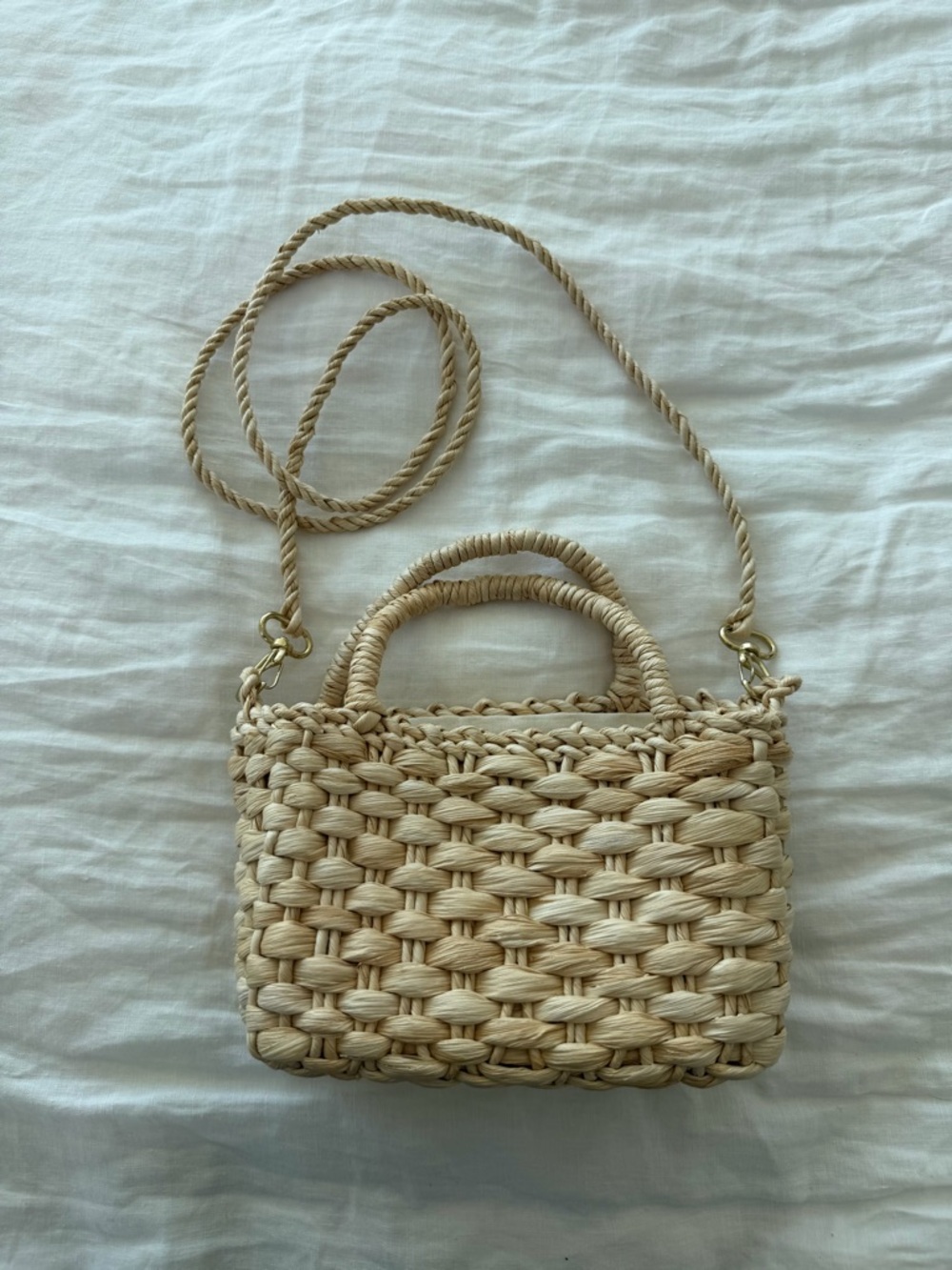 Woven Straw Mini Crossbody Bag - Natural
